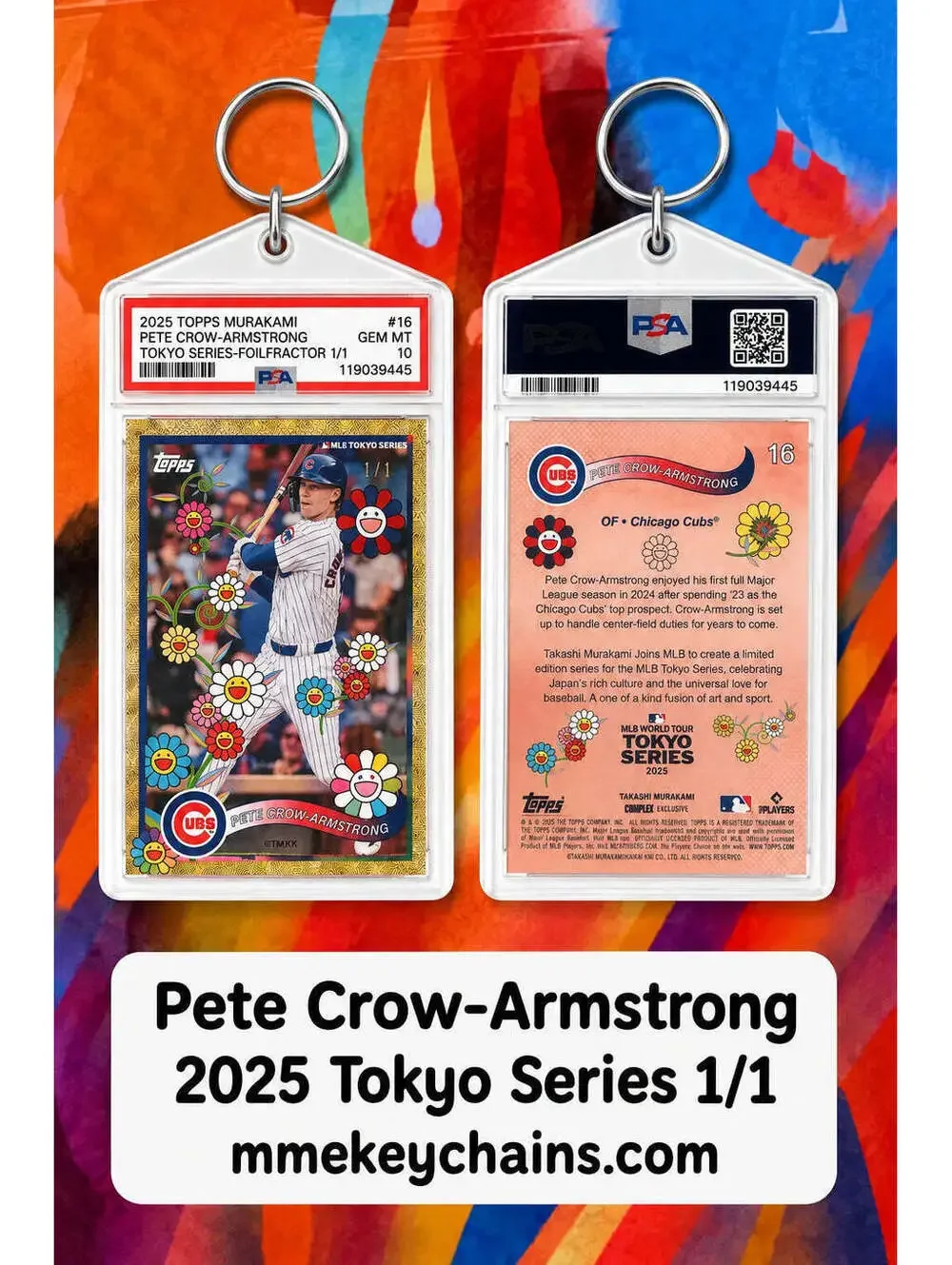 9999 Pete Crow-Armstrong 2025 Tokyo Series Foilfractor 1/1 Custom Photo Keychain